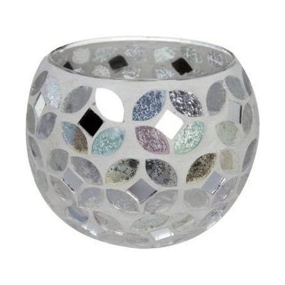Kaarshouder Mozaïek Glas  10,5x10,5x12cm