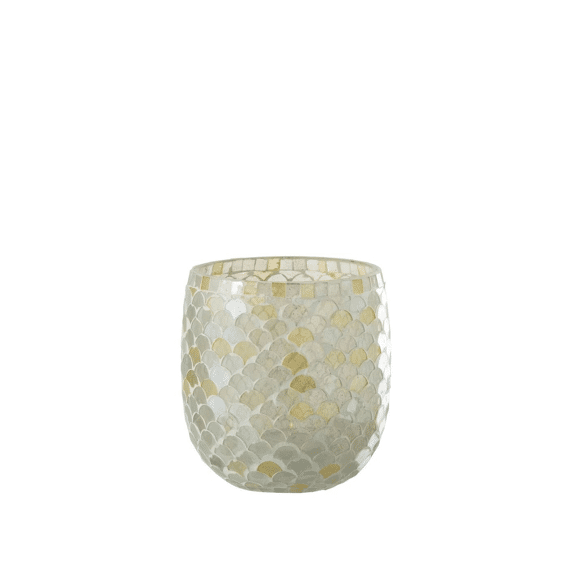 Kaarshouder Mozaïek Glas  12,5x12,5x16cm