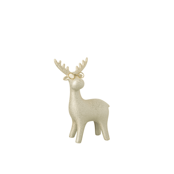 J-line Rendier Poten met Bril Porselein Goud S 20,5cm