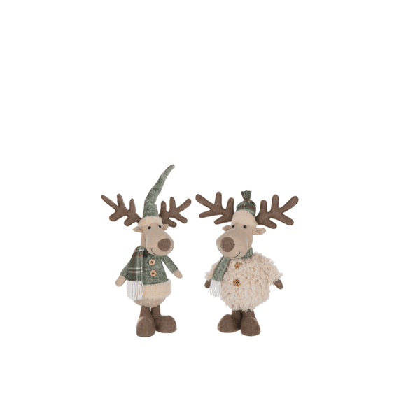 J-line Eland met Sjaal Poly Wit/Groen 35cm Assortiment