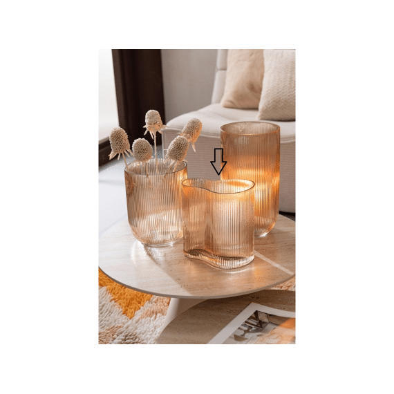 Vaas Gestreept Glas Caramel 20cm