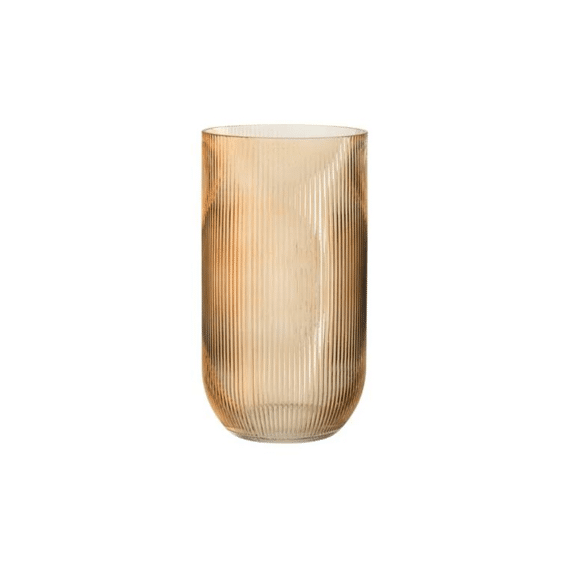 Vaas Gestreept Glas Caramel S 15,3x15,3x15cm