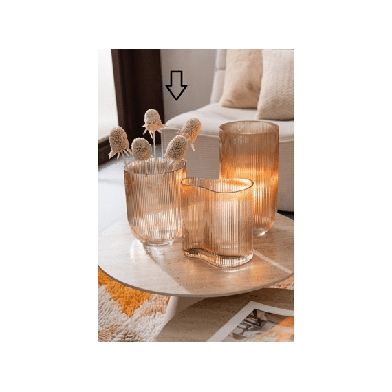 J-line Vaas Gestreept Glas Caramel M 21cm