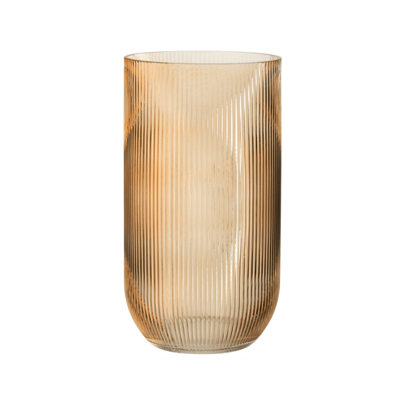 J-line Vaas Gestreept Glas Caramel L 30cm