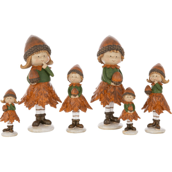 Jongen  - Meisje Herfst Polyresin  10x8x18,5cm Assortiment