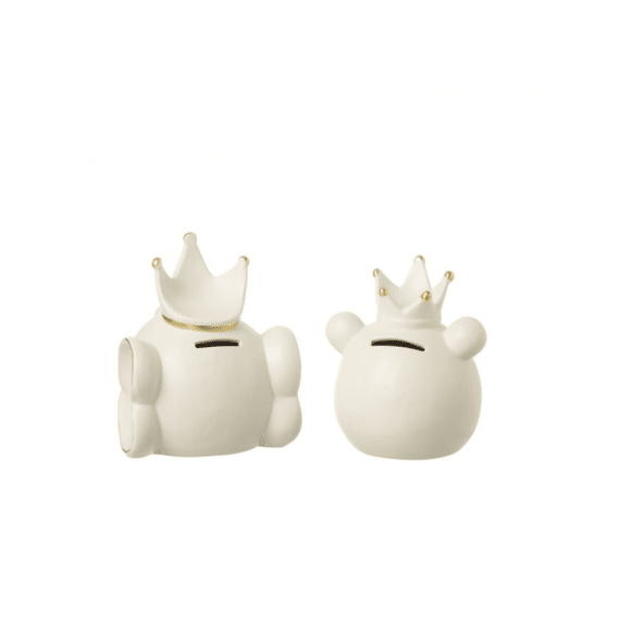 Spaarvarken  Olifant Kop+kroon Porselein Ecru 18,5x16x21cm