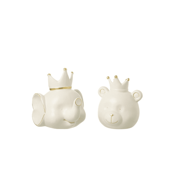 Spaarvarken  Olifant Kop+kroon Porselein Ecru 18,5x16x21cm