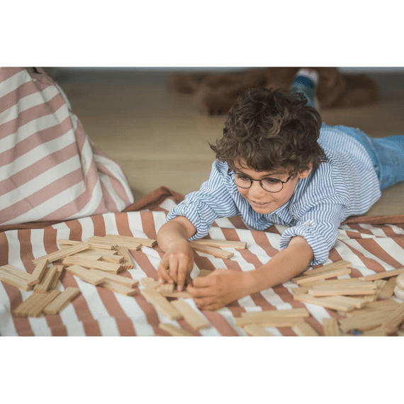 Play And Go Storage Bag En Speelmat 140cm Stripes Brown