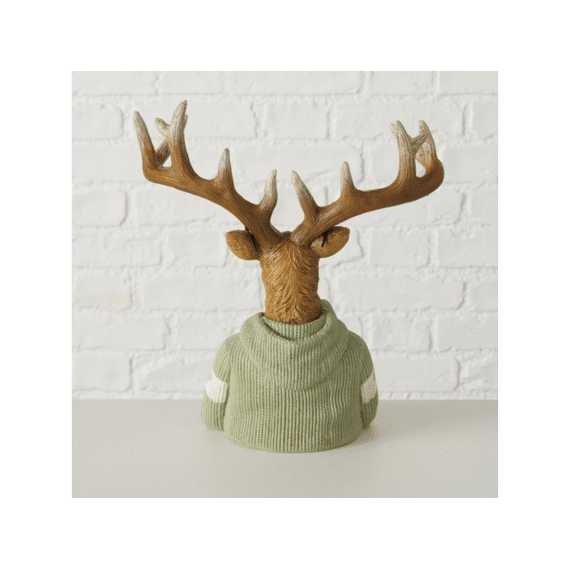 Figurine Denys Deer H 25 Cm Polyresin Beige Brown Light Green  Assoritment