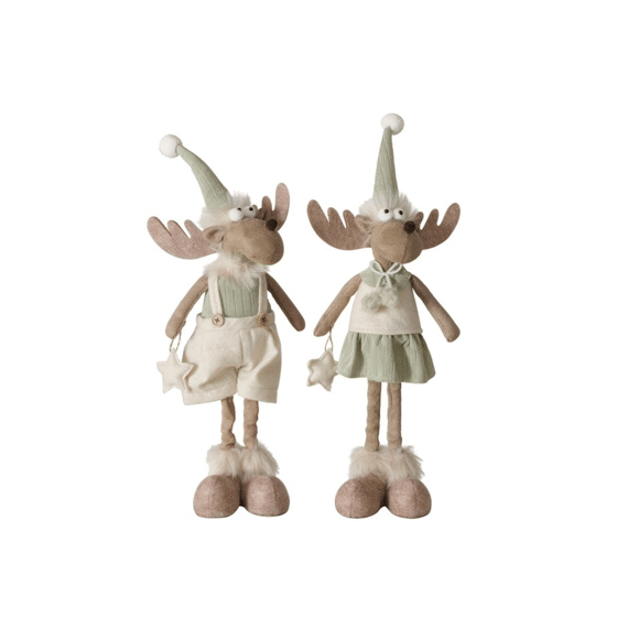 Figurine Bruny Moose H 45 Cm Polyester Brown Cream White Light Green Per Stuk