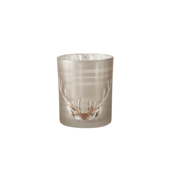 Windlight Aspen Round H 8.3 Cm Glass Lacquered Checkered Multi-coloured Motif Per Stuk