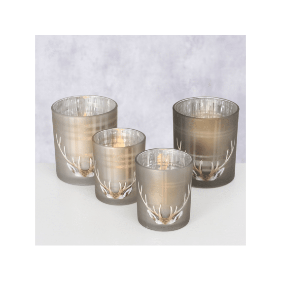 Windlight Aspen Round H 10.3 Cm Glass Lacquered Checkered Multi-coloured Motif Assortiment Prijs Per Stuk