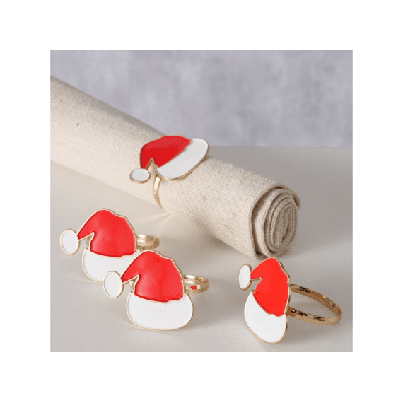 Napkin Ring Tipsy 4 P. Iron Multi-coloured Red White