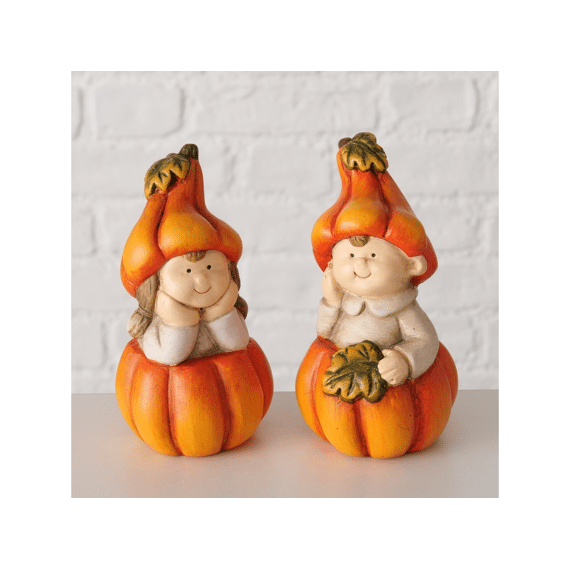 Figurine Malino Boy Girl Pumpkin H 12 Cm Terra Cotta Orange Assortiment Prijs Per Stuk