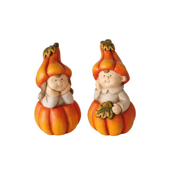 Figurine Malino Boy Girl Pumpkin H 12 Cm Terra Cotta Orange Assortiment Prijs Per Stuk
