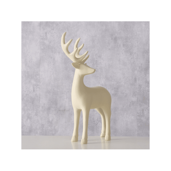 Figurine Hario Deer H 22 Cm Polyresin Cream White