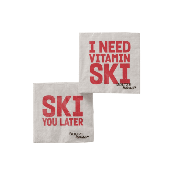Napkins Skiing 20 P. Paper Multi-coloured Saying/text Square Saying Assortiment Prijs Per Stuk.