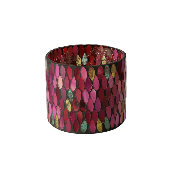 Windlight Cordelia Round H 10 Cm Glass Lacquered Clear Glass Multi-coloured