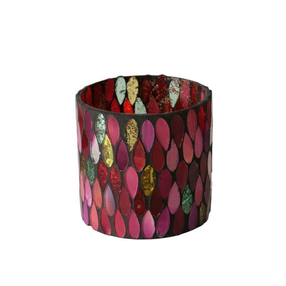 Windlight Cordelia Round H 8.5 Cm Glass Lacquered Clear Glass Multi-coloured