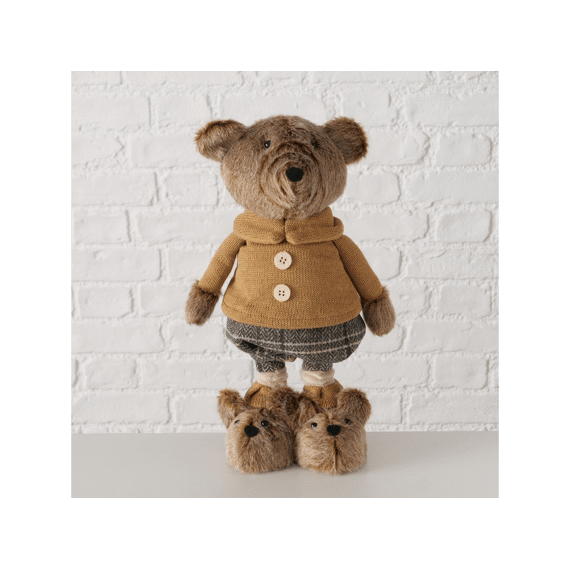 Figurine Teddie Bear H 55 Cm Iron Concrete Polyester Brown