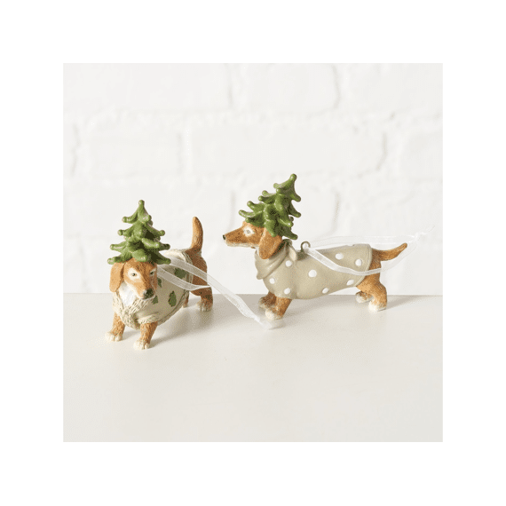 Christmas Pendant Xander Dog L 10.3 Cm H 8 Cm Mat Shiny Assortiment Prijs Per Stuk