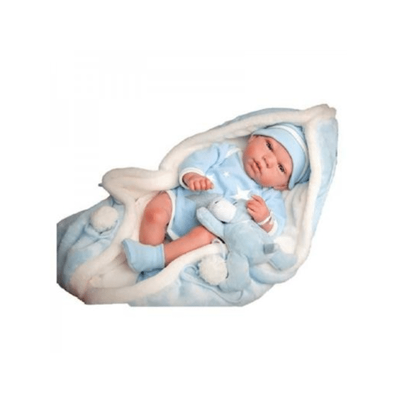 Arias Pop Reborn Verzwaard 40cm Met Blauw Dekentje