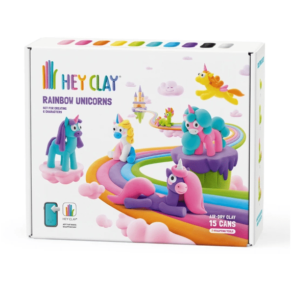 Hey Clay - Set Met 15 Potjes Air-dry Boetseerklei Unicorns