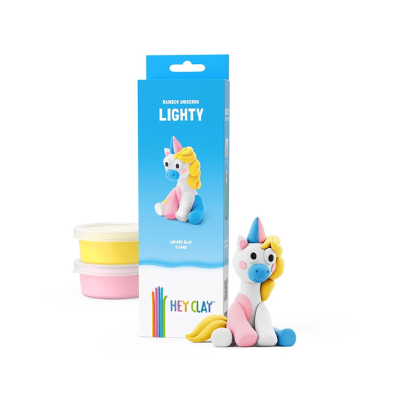 Hey Clay - Set Met 3 Potjes Air-dry Boetseerklei Unicorn Lighty