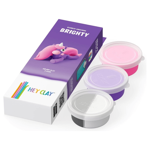 Hey Clay - Set Met 3 Potjes Air-dry Boetseerklei Unicorn Brighty