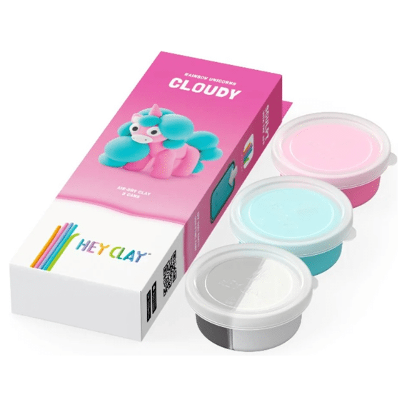 Hey Clay - Set Met 3 Potjes Air-dry Boetseerklei Unicorn Cloudy