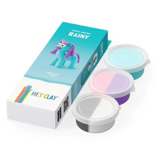Hey Clay - Set Met 3 Potjes Air-dry Boetseerklei Unicorn Rainy