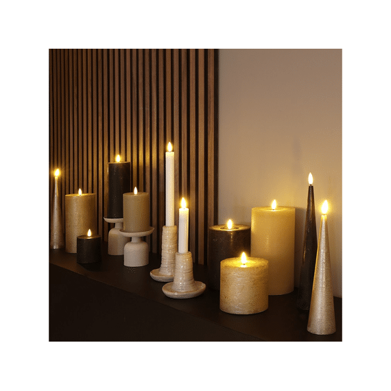 Kegelkaars Ø5cm Led Ko Lyon S Goud L5b5h25cm