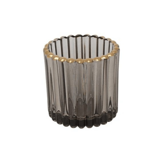 Theelichthouder Rond Roffe S Grijs L7b7h7,5cm