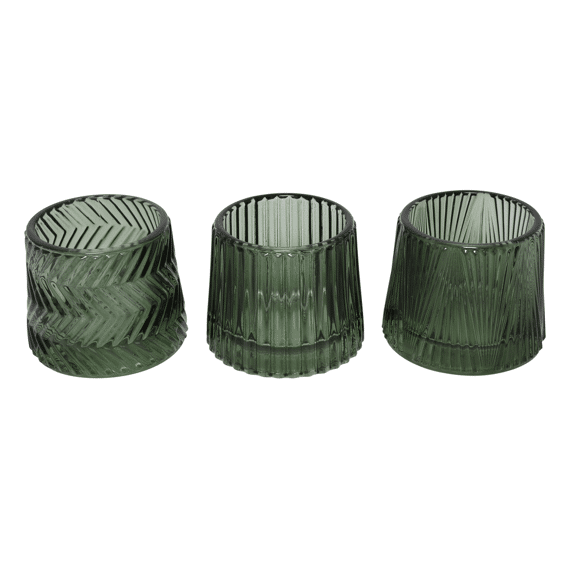 Theelicht Streep Tetonia Groen L8,5b8,5h7cm Assortiment Prijs Per Stuk