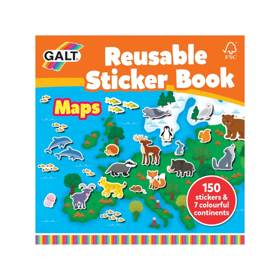Galt Herbruikbaar Stickerboek Landkaarten