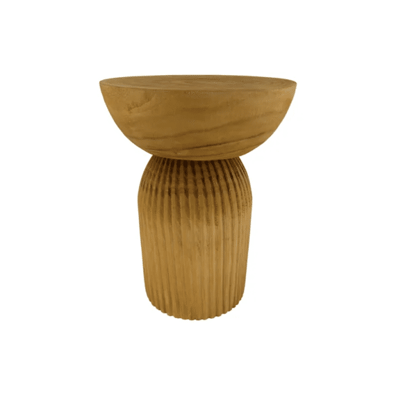 Side Table Engraved Paulownia Wood 38x38x48cm Brown