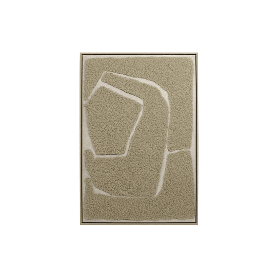 Wall Art Rectangular Canvas With Wool With Frame 62.6x4.3x92.6cm Beige