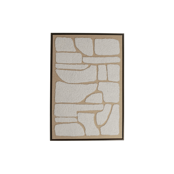 Wall Art Rectangular Canvas With Wool With Frame 62.6x4.3x92.6cm Beige