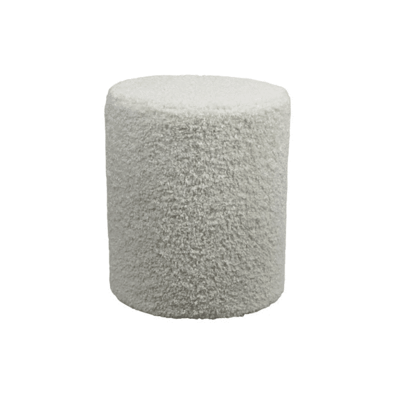 Pouf Round Teddy Fabric 38x38x48cm Off White