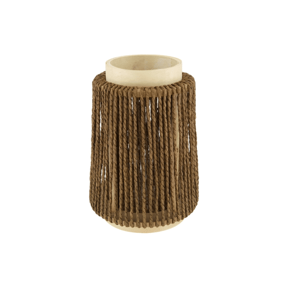 Lantern Round Paper Rope With Glass 18x18x26cm Brown