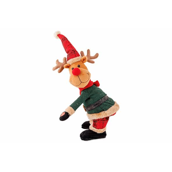 Rendier Singing And Twirking Rood Groen19x15xh38cm Textiel Excl 3 Aa Batt