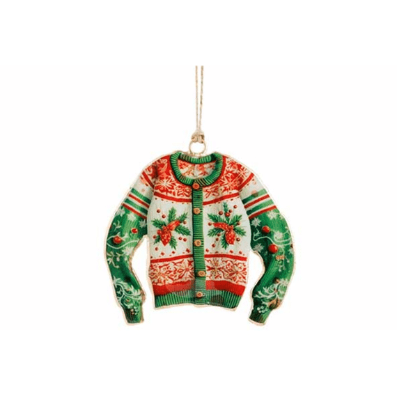 Hanger Vintage Sweater Rood Groen 10x1xh9cm Ijzer