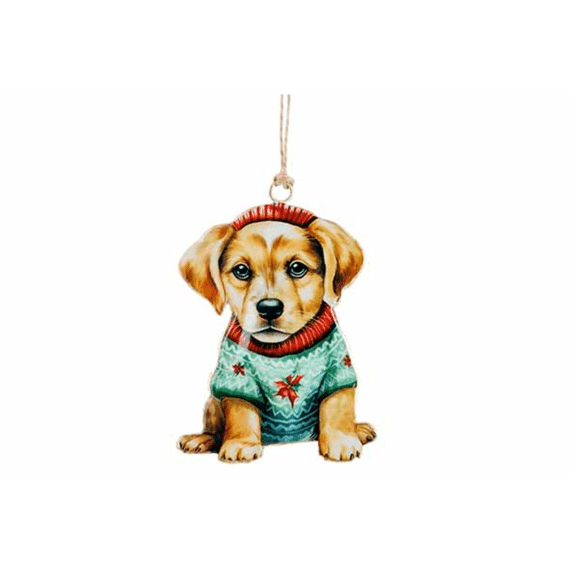 Hanger Vintage Dog Rood Groen 7,5x1xh11cm Ijzer