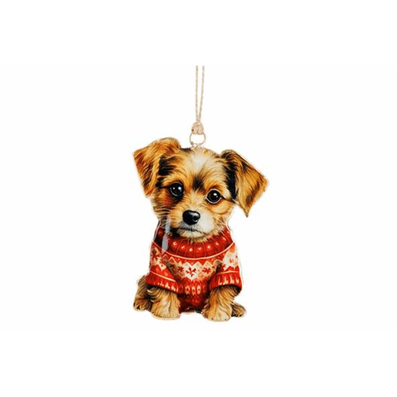 Hanger Vintage Dog Rood Wit 7,5x1xh10,5cm Ijzer