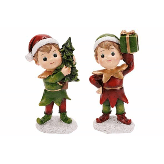 Kind Elf 2ass Rood Wit 6x4xh13cm Polyresin