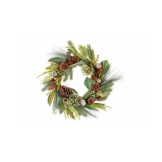 Krans Pinecone Bells Groen 66x66xh12cm Kunststof