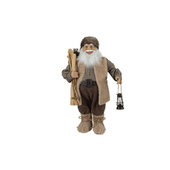 Kerstman Fur Bruin 20x13xh31cm Polyester
