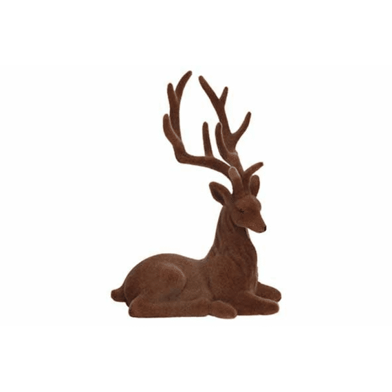 Hert Flocked Roest 16x10xh22cm Kunststof