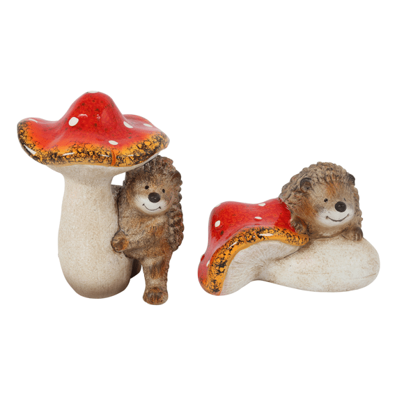 Egel Met Paddenstoel Luc M Oranje L12b10h16.5cm Assortiment