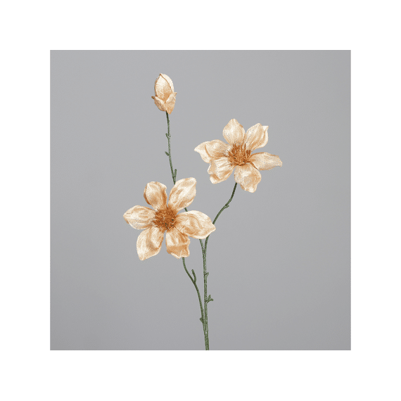 Magnolia With Two Flowers And One Bud 83 Cm Gold
